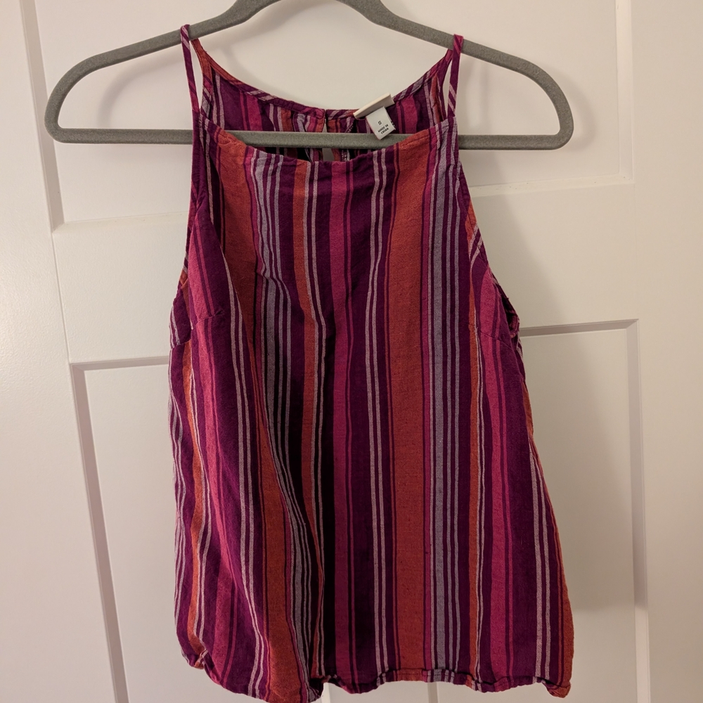 a new day Striped Magenta, Purple & Rust Halter Cami